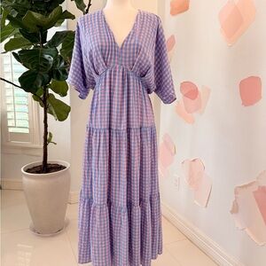 Entro lavender and Pink Checkered Maxi Dress